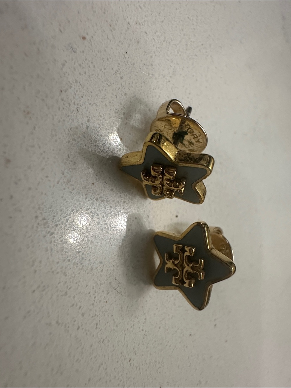 Tory Burch Gold Star Enameled Stud Earrings - Blue and Gold